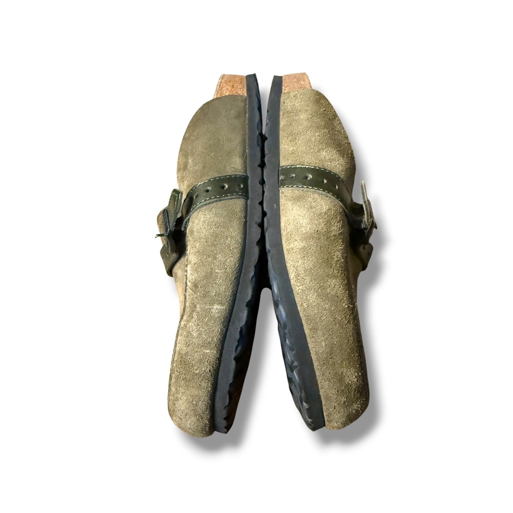 Birkenstock London Clogs‎ Womens EU 38 Olive Green Suede Leather Buckle Slip On - Picture 6 of 9